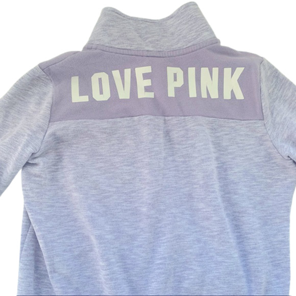Victoria's Secret PINK Quarter Zip Pullover Sweatshirt Purple Women's Size Small - Picture 4 of 5